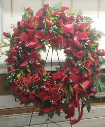 SILK Wreath made Red Flowers 149.95 from Amy's Flowers and Gifts in Dallas, GA