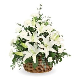 White Basket Arrangement from Amy's Flowers and Gifts in Dallas, GA