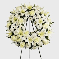 White Funeral Wreath from Amy's Flowers and Gifts in Dallas, GA
